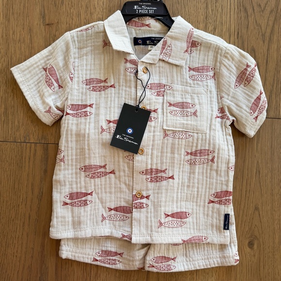 Ben Sherman NWT baby boy toddler kids 2T two piece matching fishing Set - Picture 1 of 2